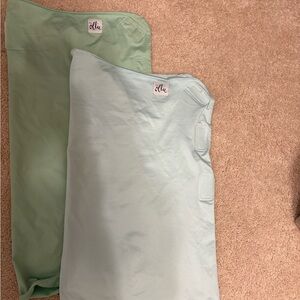 Ollie Swaddle Set in Green and Light Blue